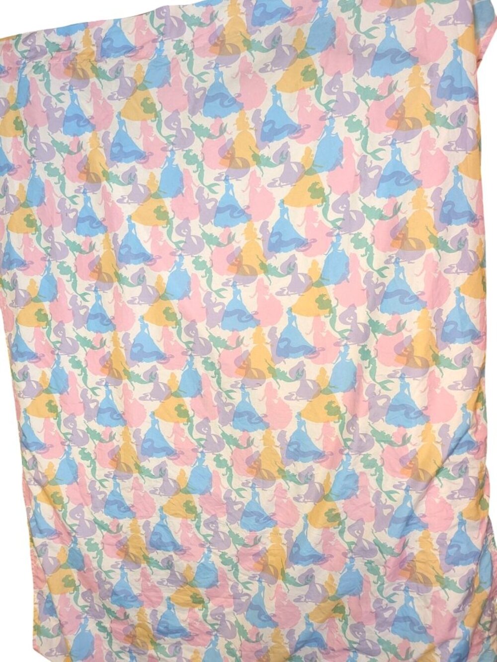 Disney Princess Friends Toddler Flat Sheet Pastel Silhouettes 100% Polyester
